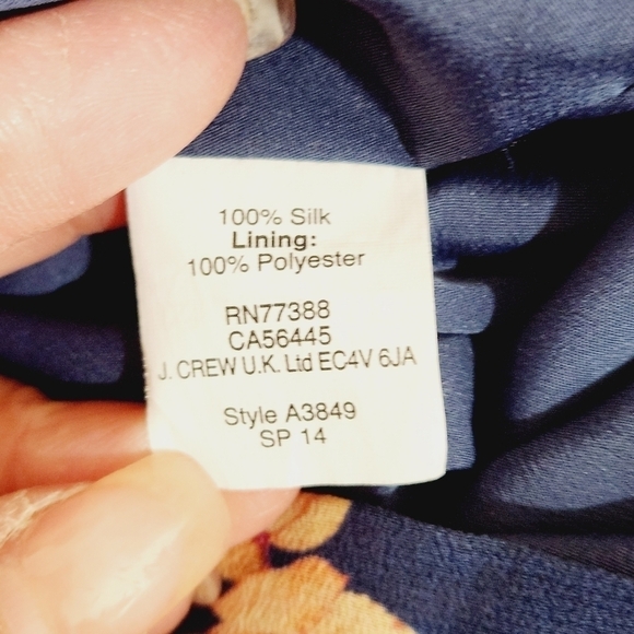 J. Crew Silk Blue Antique Floral Keyhole Neck Short Sheer Sleeved Shift S: 0 - Picture 10 of 10